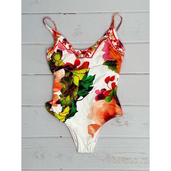 Camilla Womens Floral Pretty As A Poppy Wired V-Neck One Piece Multicolor XS - Picture 4 of 12